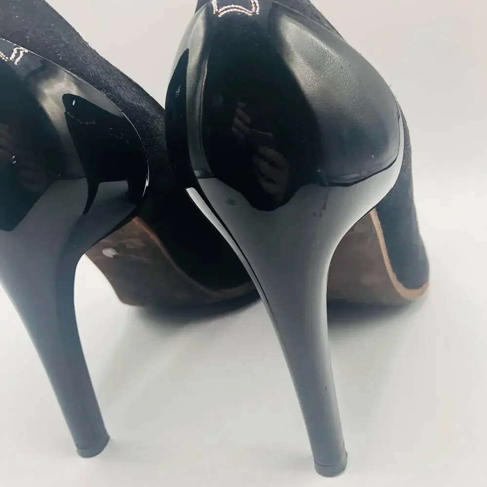 Vintage Proenza Schouler Black Suede Classic Dark Academia Pump‎ 8.5
